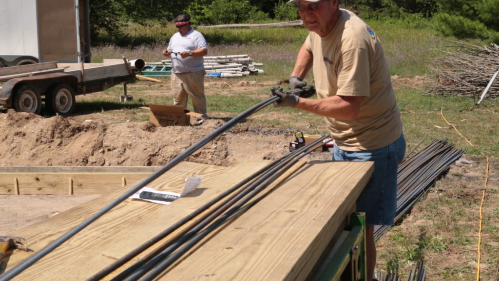 Organizing rebar before cutting and implementing into the ICF wall
