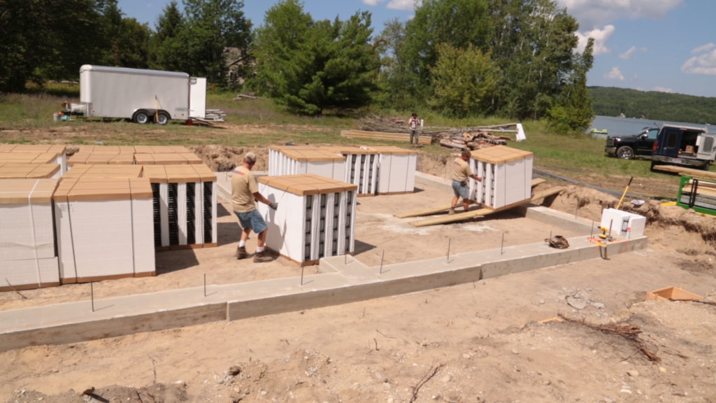 Team members staging materials inside the jobsite