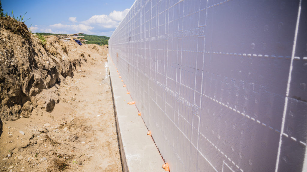 ICF walls stacked on a footing