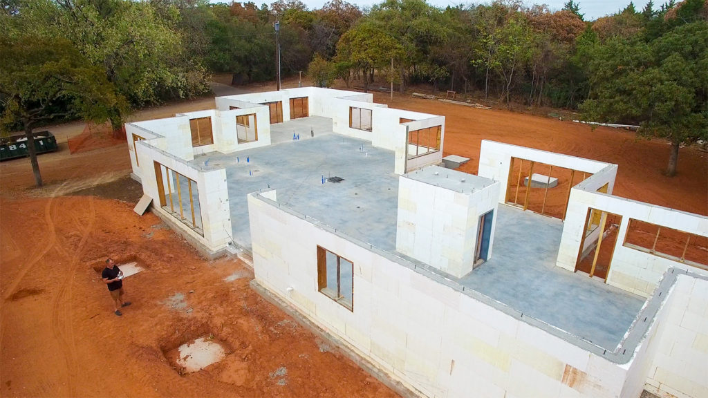 ICF walls on a poured concrete foundation