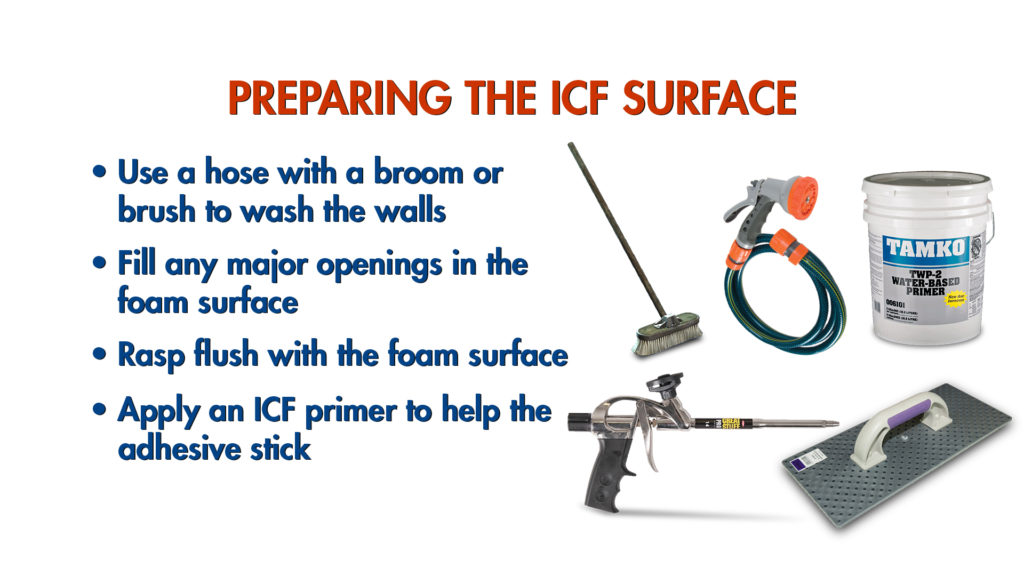 Steps to preparing the ICF surface for waterproofing