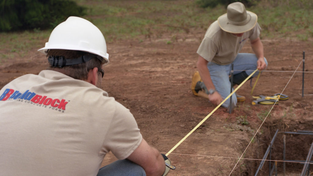 Squaring the project before pouring footings