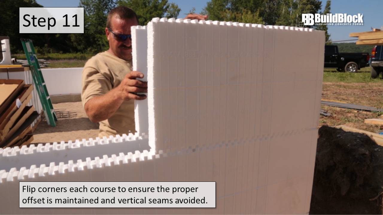 Step 11: Flip corners each course to ensure proper offset is maintained and veritcal seams are avoided.